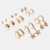 Set mit 9 Strass-Seestern-Ohrringen