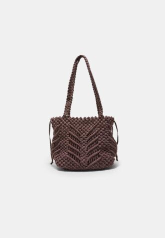 Shopper-Tasche aus Häkelstoff mit Metallfäden