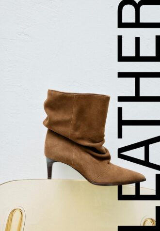 Slouchy Stiefeletten aus Leder mit Absatz