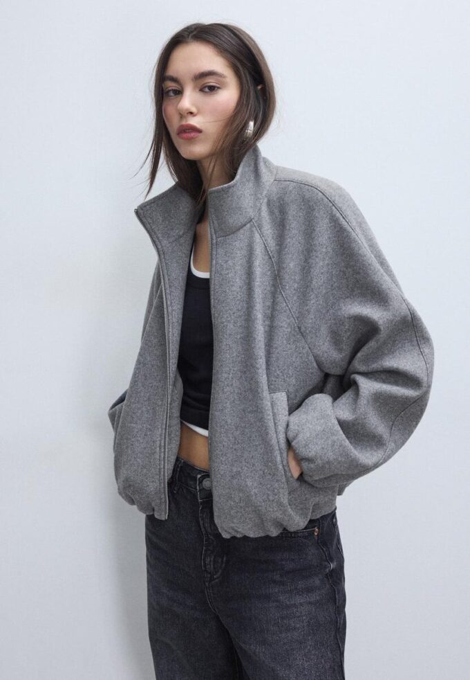 Soft Touch-Bomberjacke im Ballon-Stil Soft Touch-Bomberjacke im Ballon-Stil