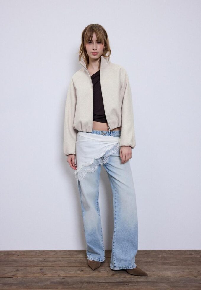 Soft Touch-Bomberjacke im Ballon-Stil