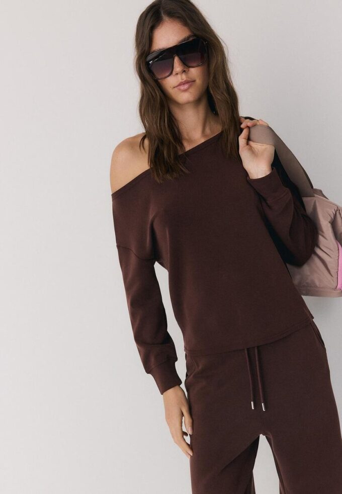 Soft Touch-Sweatshirt mit schulterfreiem Ausschnitt Soft Touch-Sweatshirt mit schulterfreiem Ausschnitt