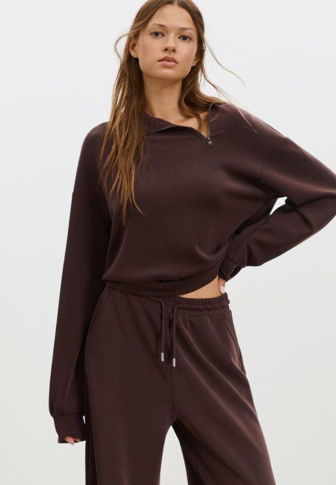 Soft Touch-Sweatshirt mit seitlichem Reißverschluss