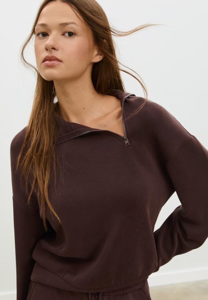 Soft Touch-Sweatshirt mit seitlichem Reißverschluss