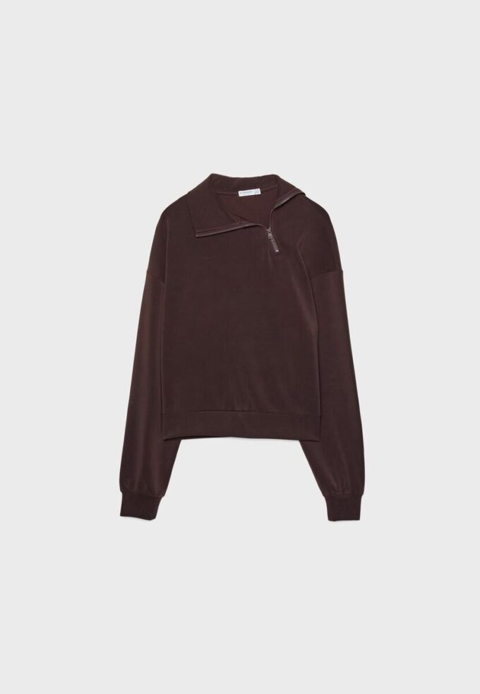 Soft Touch-Sweatshirt mit seitlichem Reißverschluss