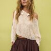 Strickpullover im Cape-Stil mit Schleife