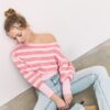 Strickpullover mit asymmetrischem, geripptem Saum Strickpullover mit asymmetrischem, geripptem Saum