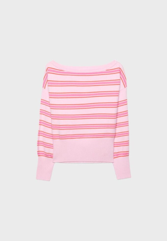 Strickpullover mit asymmetrischem, geripptem Saum Strickpullover mit asymmetrischem, geripptem Saum