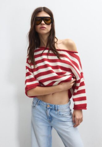 Strickpullover mit U-Boot-Ausschnitt