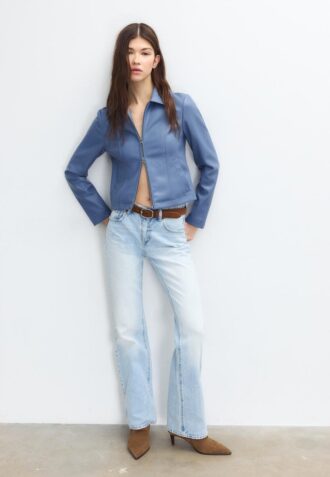 Taillierte Jacke in Lederoptik