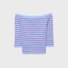 Taillierter gestreifter Strickpullover
