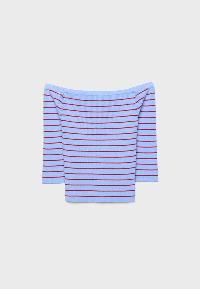 Taillierter gestreifter Strickpullover
