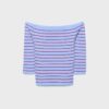Taillierter gestreifter Strickpullover