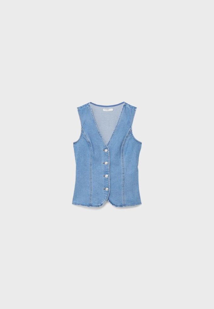 Tailliertes Denim-Oberteil Tailliertes Denim-Oberteil