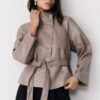 Trenchcoat mit hohem Kragen in Lederoptik Trenchcoat mit hohem Kragen in Lederoptik
