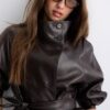 Trenchcoat mit hohem Kragen in Lederoptik Trenchcoat mit hohem Kragen in Lederoptik