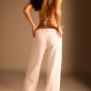 Wide Leg-Hose im Leinen-Look