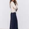 Wide Leg Plüschhose mit Zierdetails Wide Leg Plüschhose mit Zierdetails