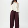Wide Leg Plüschhose mit Zierdetails
