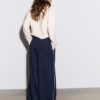 Wide Leg Plüschhose mit Zierdetails Wide Leg Plüschhose mit Zierdetails