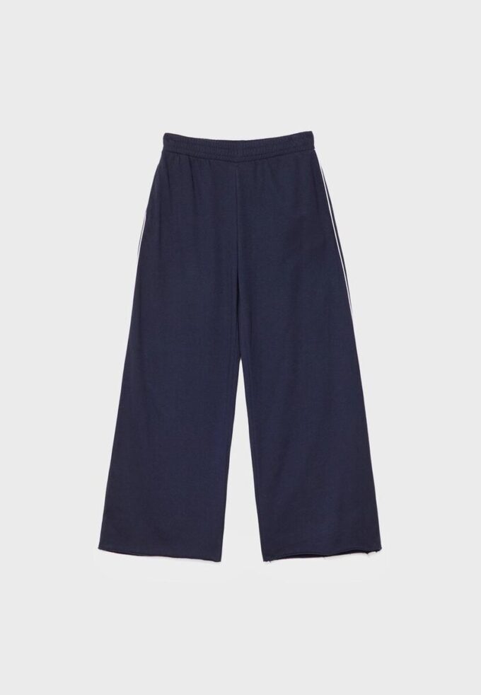 Wide Leg Plüschhose mit Zierdetails Wide Leg Plüschhose mit Zierdetails