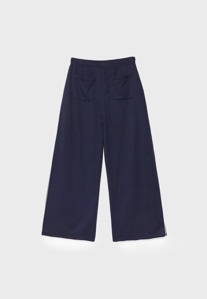 Wide Leg Plüschhose mit Zierdetails Wide Leg Plüschhose mit Zierdetails