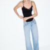 Wide Leg-Schnitt, lockere Jeans mit Nieten