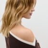 Zeilagiges, asymmetrisches Langarm-T-Shirt