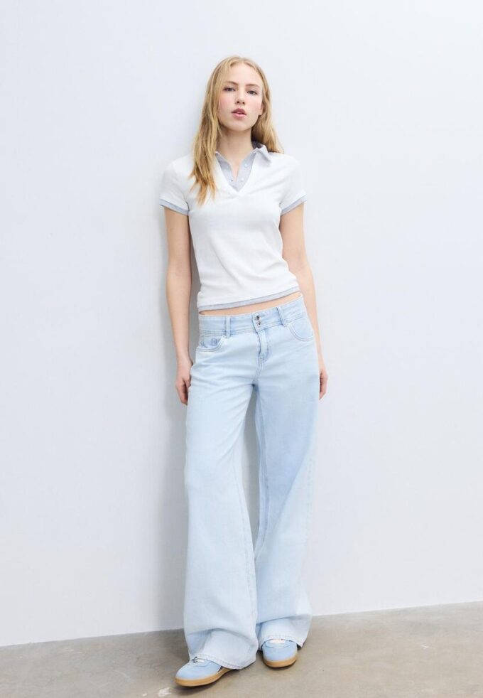 Zeilagiges Kurzarm-Polo-T-Shirt