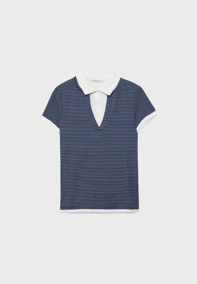 Zeilagiges Kurzarm-Polo-T-Shirt