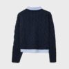 Zweifarbiger Strickpullover mit abnehmbarem Kragen